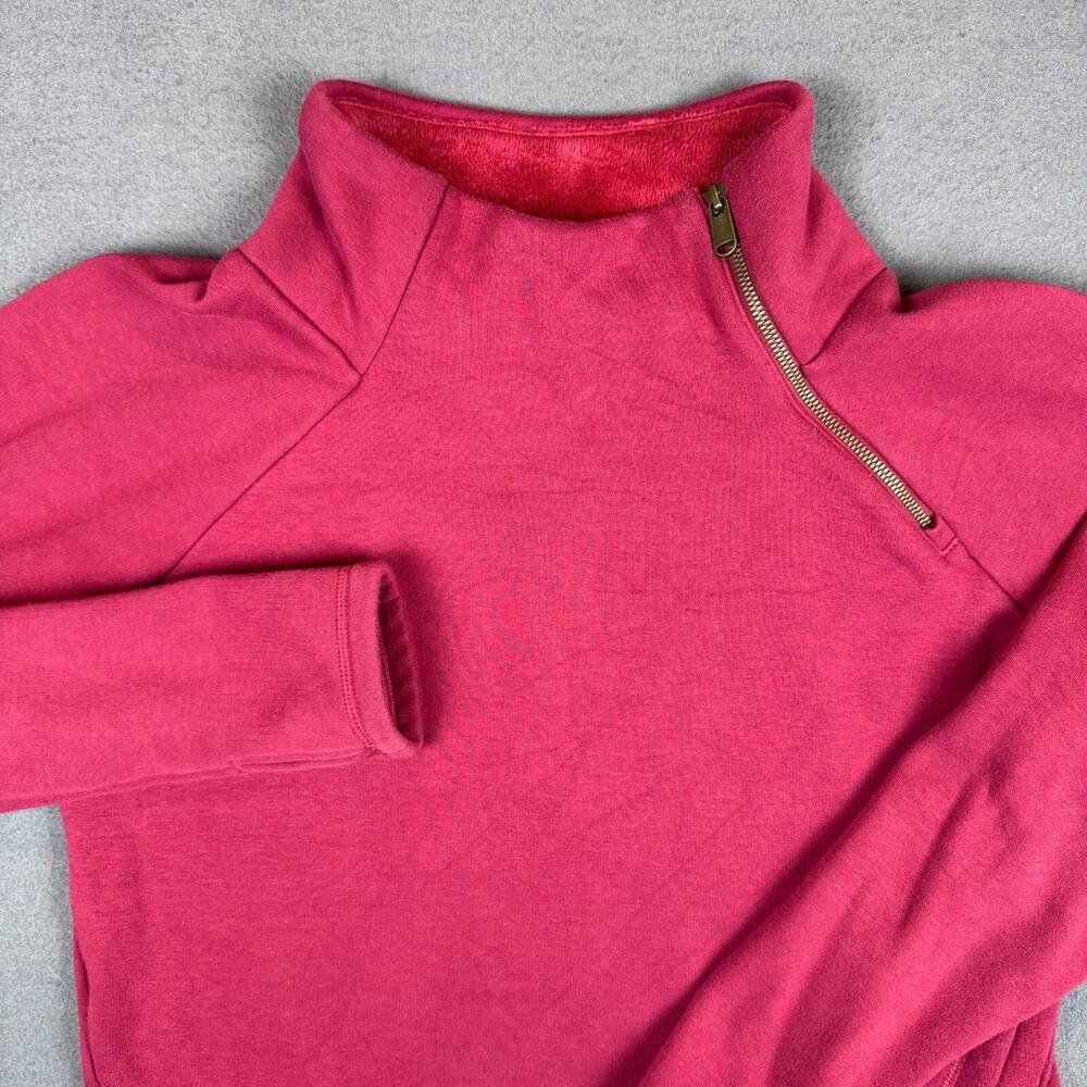 Athleta Sweatshirt Women Size M Red Cozy Karma ASYM Pullover Stretch 1/4 Zip